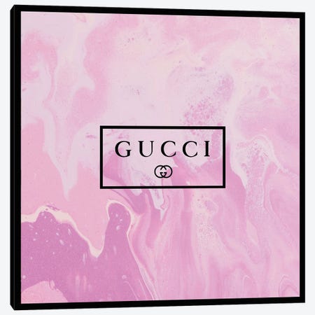 Pink Marble Abstract Fashion Art Gucci Canvas Print #ARM677} by Art Mirano Art Print