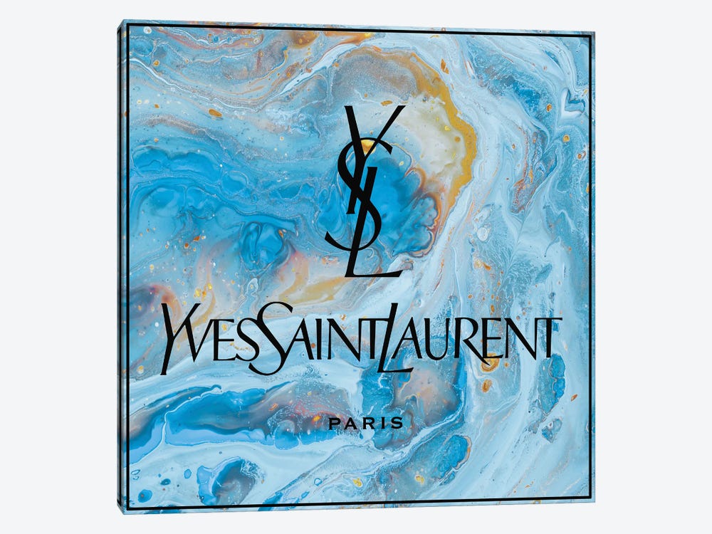 Yves Saint Laurent Blue Abstract Ysl Black Letters by Art Mirano 1-piece Art Print