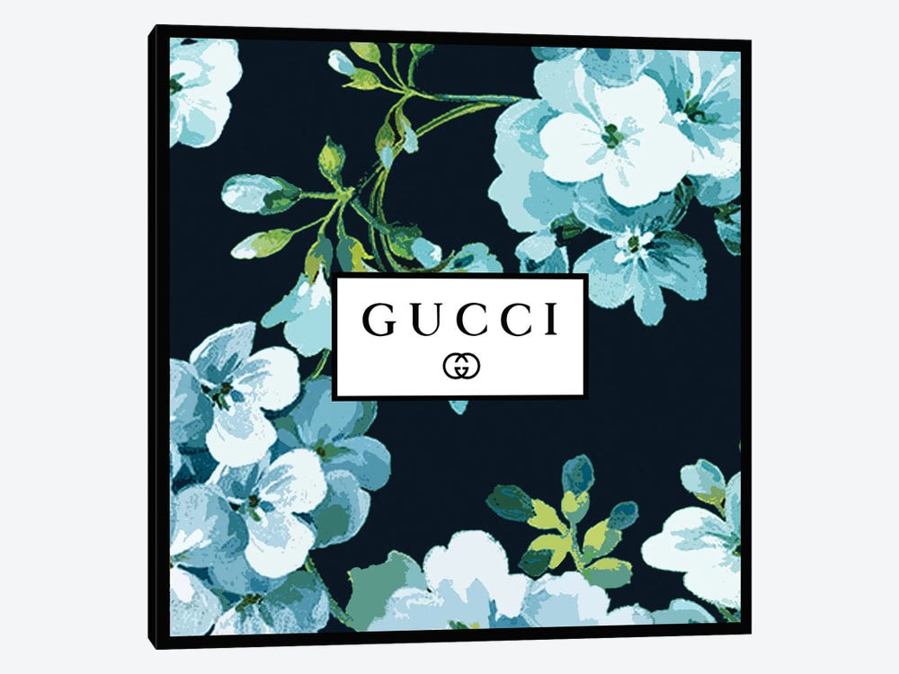 Blue Gucci In Lílium Flowers Canvas Art Print by Art Mirano