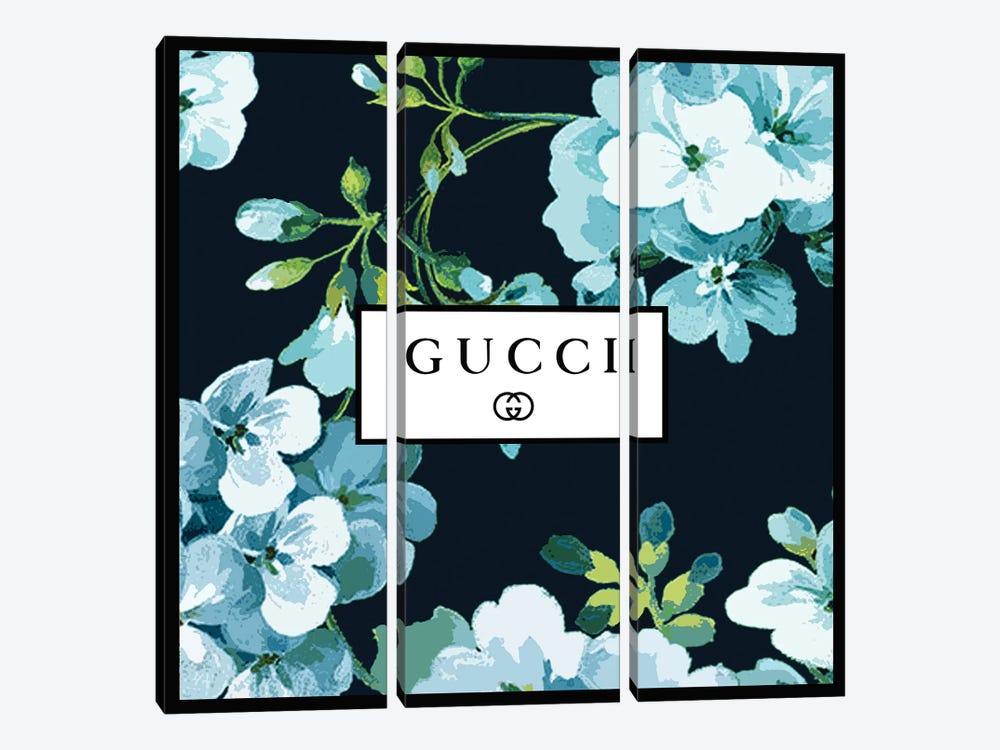 Gucci In Flowers Blue Navy by Art Mirano 3-piece Canvas Artwork
