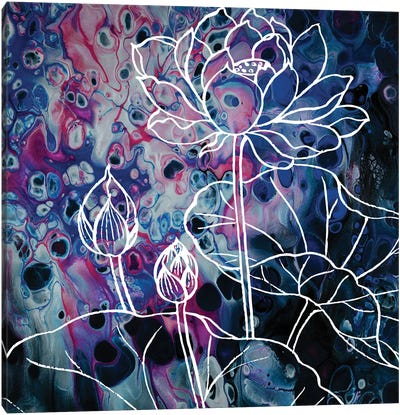 Flower Lotus In Abstraction Canvas Art Print - Lotus Art