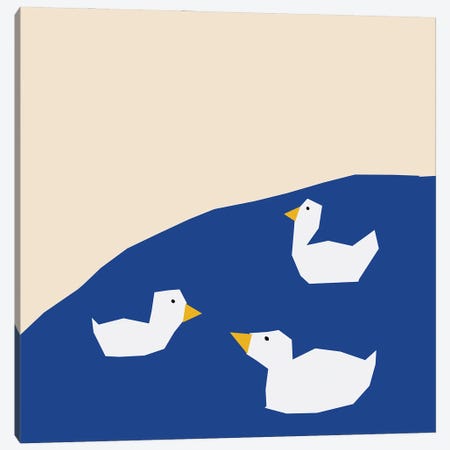 Geese On The Water Canvas Print #ARM696} by Art Mirano Art Print