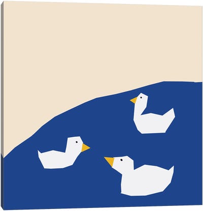 Geese On The Water Canvas Art Print - Goose Art