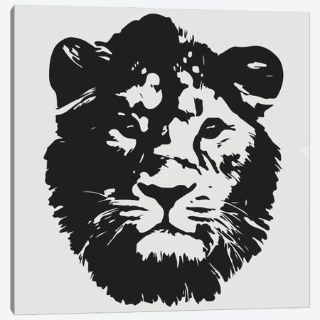 Lion Black & White Canvas Print #ARM700} by Art Mirano Canvas Wall Art