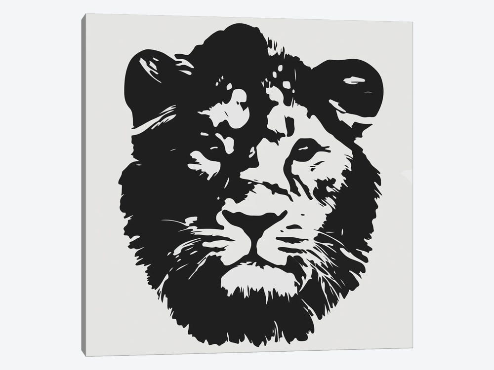 Lion Black & White by Art Mirano 1-piece Canvas Print