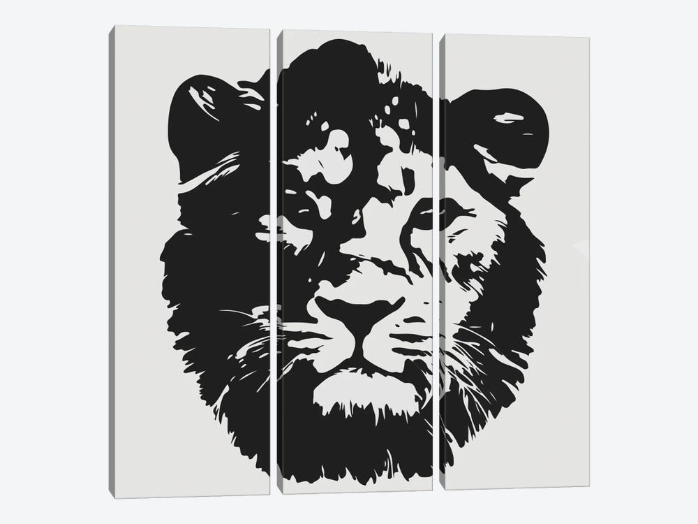 Lion Black & White by Art Mirano 3-piece Canvas Art Print