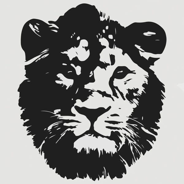 Art Mirano: Lion Black & White by Art Mirano