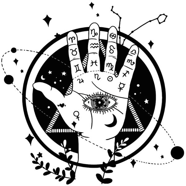 Mysticism: Palmistry White by Art Mirano