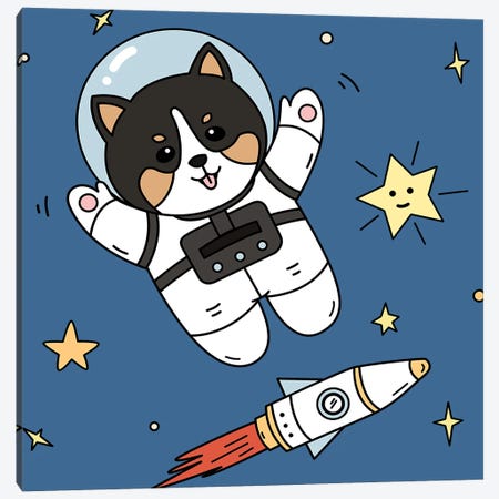 Dog In Space Canvas Print #ARM708} by Art Mirano Canvas Wall Art