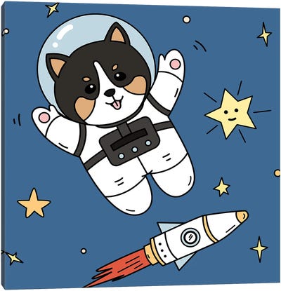 Dog In Space Canvas Art Print - Art Mirano