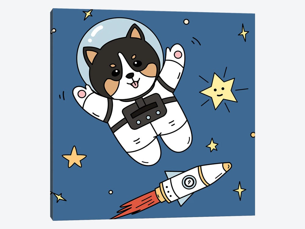 Dog In Space by Art Mirano 1-piece Canvas Print