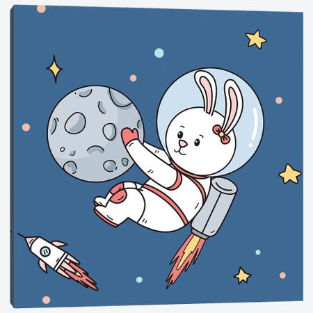 Rabbit In Space Canvas Print #ARM733} by Art Mirano Canvas Art Print