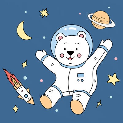 White Bear In Space by Art Mirano canvas print