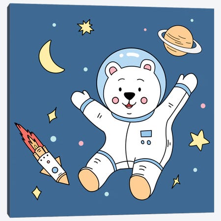 White Bear In Space Canvas Print #ARM737} by Art Mirano Canvas Art