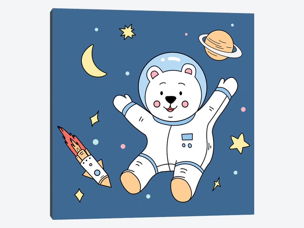 White Bear In Space by Art Mirano 1-piece Canvas Print