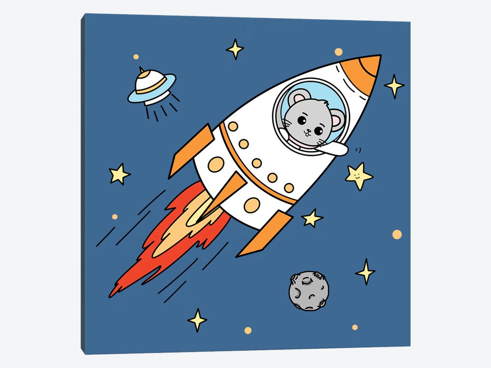 Mouse In Space by Art Mirano 1-piece Canvas Artwork