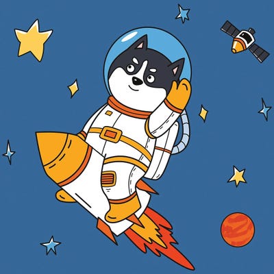 Dog In Space III by Art Mirano canvas print