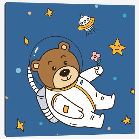 Bear In Space Canvas Print #ARM743} by Art Mirano Canvas Wall Art