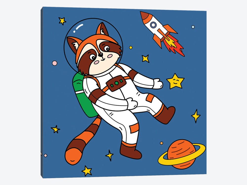 Raccoon In Space by Art Mirano 1-piece Canvas Artwork