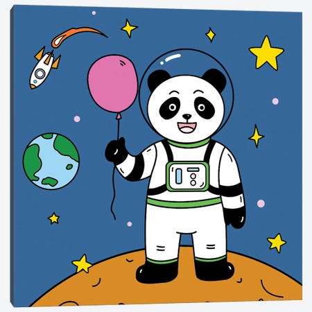 Panda Bear In Space II Canvas Print #ARM748} by Art Mirano Canvas Artwork