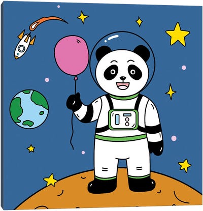 Panda Bear In Space II Canvas Art Print - Panda Art