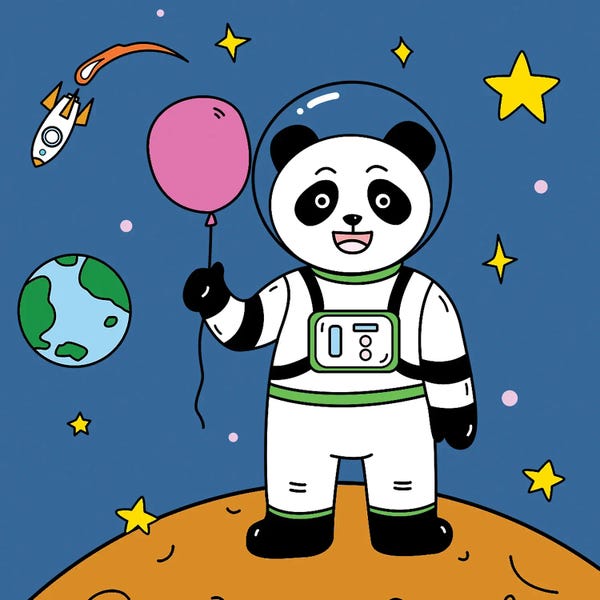 All Purples: Panda Bear In Space II by Art Mirano