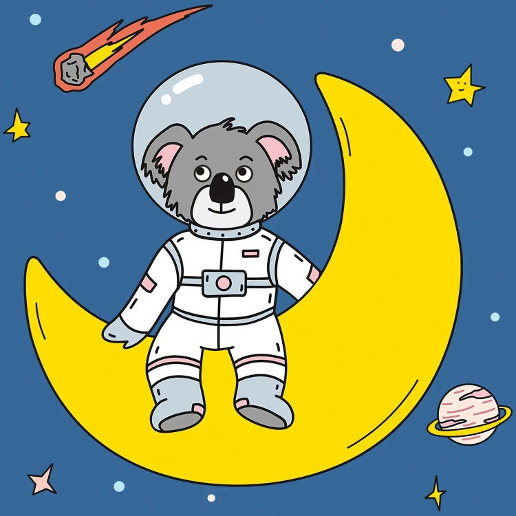 Koala Bear In Space by Art Mirano wall art