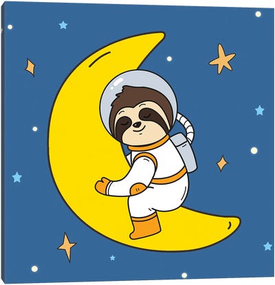 Bradypus In Space III Canvas Art Print - Sloth Art