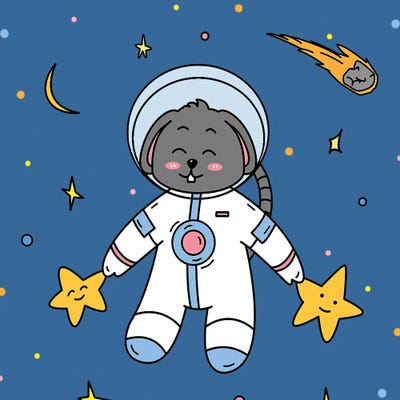 Rabbit In Space II by Art Mirano canvas print