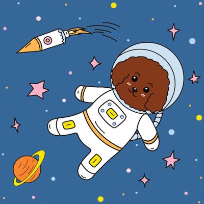 Dog In Space IV by Art Mirano canvas print