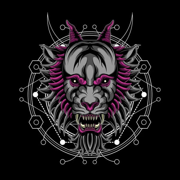 Demons: Demon Wolf On Black by Art Mirano