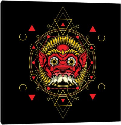 Demon Head Red Canvas Art Print - Demon Art