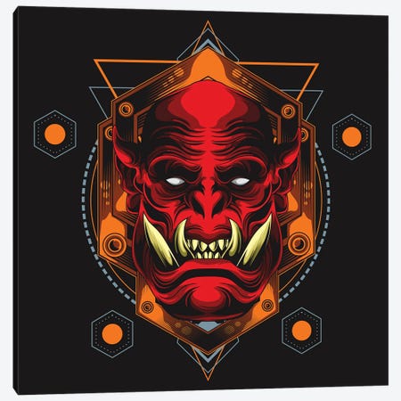 Red Demon Geometry Canvas Print #ARM851} by Art Mirano Canvas Artwork