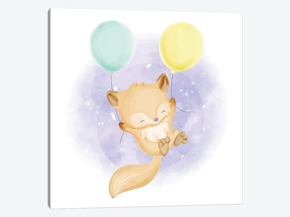 Baby Foxy With Balloons by Art Mirano 1-piece Canvas Art