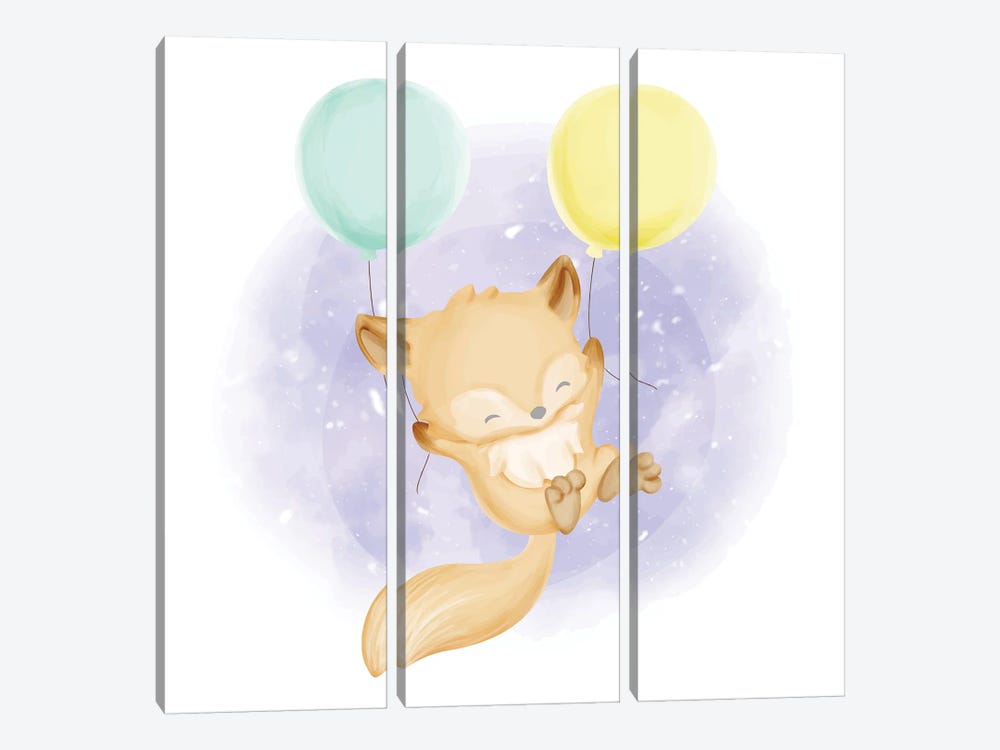 Baby Foxy With Balloons by Art Mirano 3-piece Canvas Art