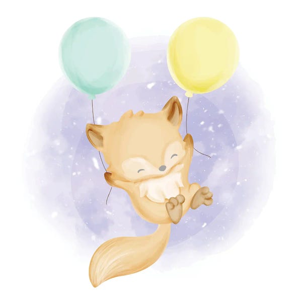 Balloons: Baby Foxy With Balloons by Art Mirano