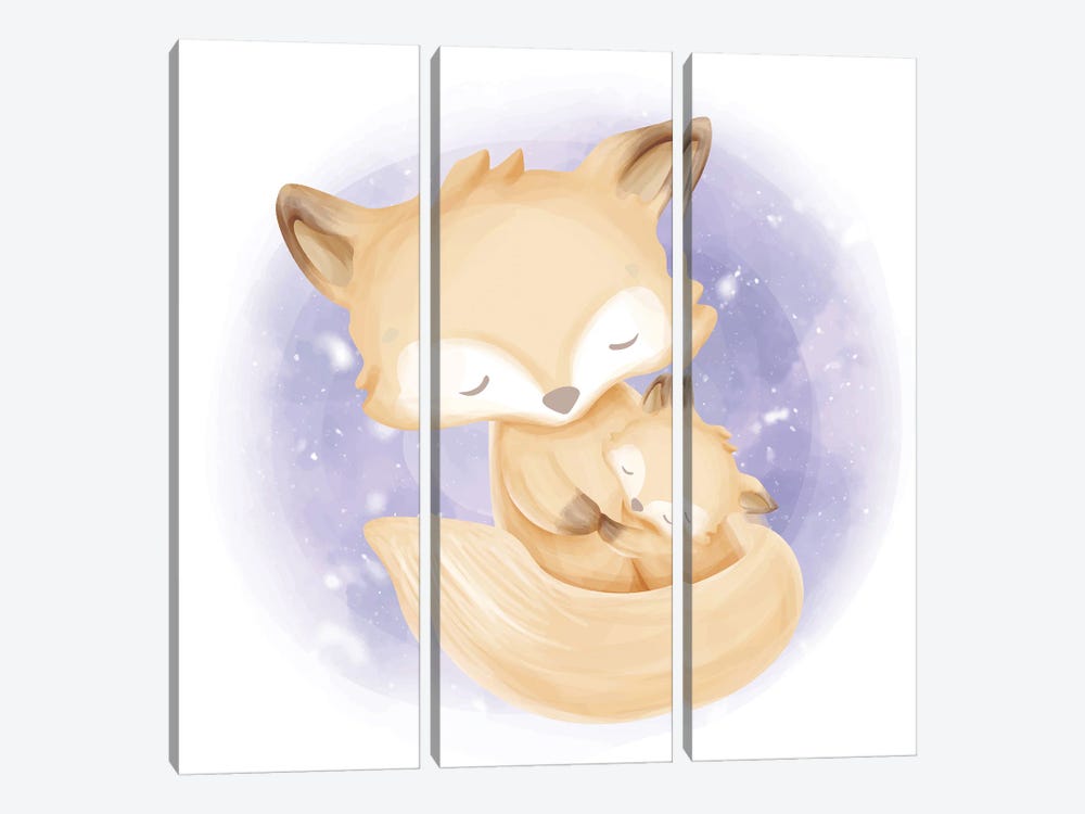 Mother And Child Fox by Art Mirano 3-piece Art Print
