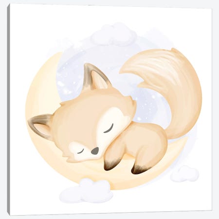 Little Fox Sleep For Kids Room Canvas Print #ARM860} by Art Mirano Art Print