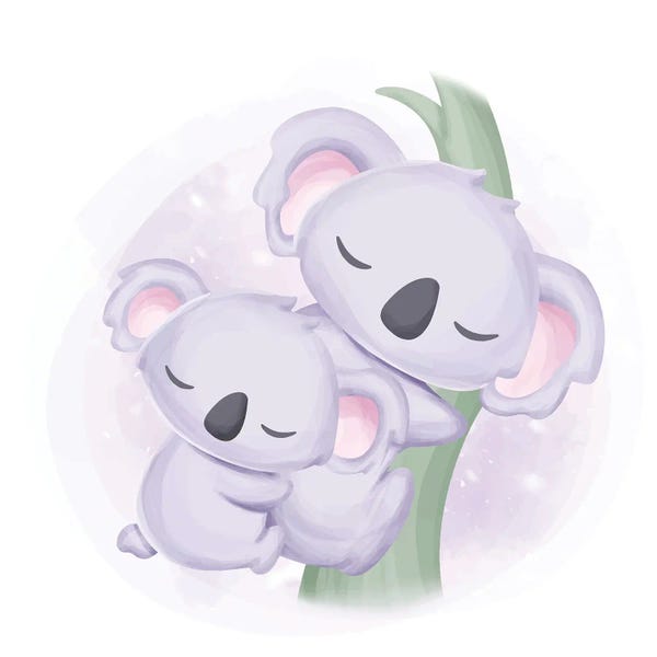 Koalas: Mommy And Kid For Kids Room by Art Mirano