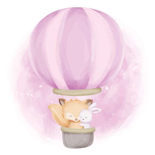 Hot Air Balloons: Baby Foxy And Rabbit by Art Mirano