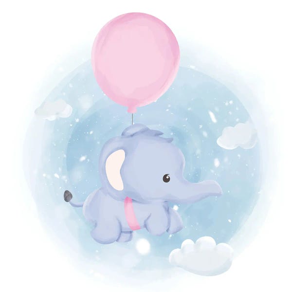 Balloons: Baby Elephant Flying In Sky by Art Mirano