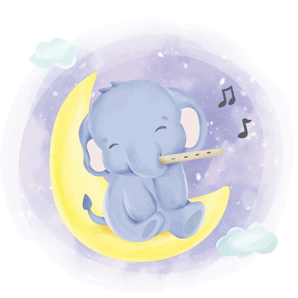 Art Mirano: Baby Elephant Playing The Flute by Art Mirano