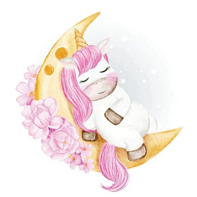 Baby Unicorn Sleeping by Art Mirano canvas print