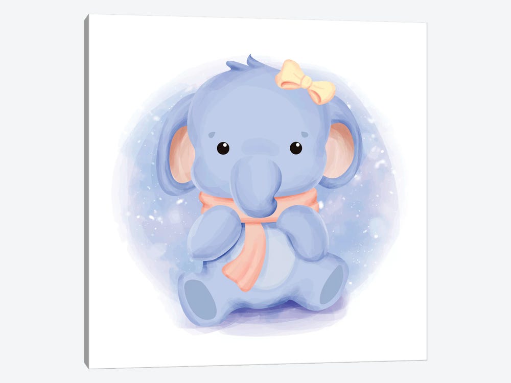 Baby Elephant With A Scarf by Art Mirano 1-piece Canvas Art Print