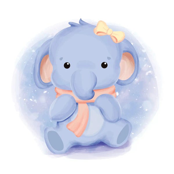 Art Mirano: Baby Elephant With A Scarf by Art Mirano