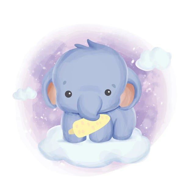 Art Mirano: Baby Elephant With Beloved Corn by Art Mirano