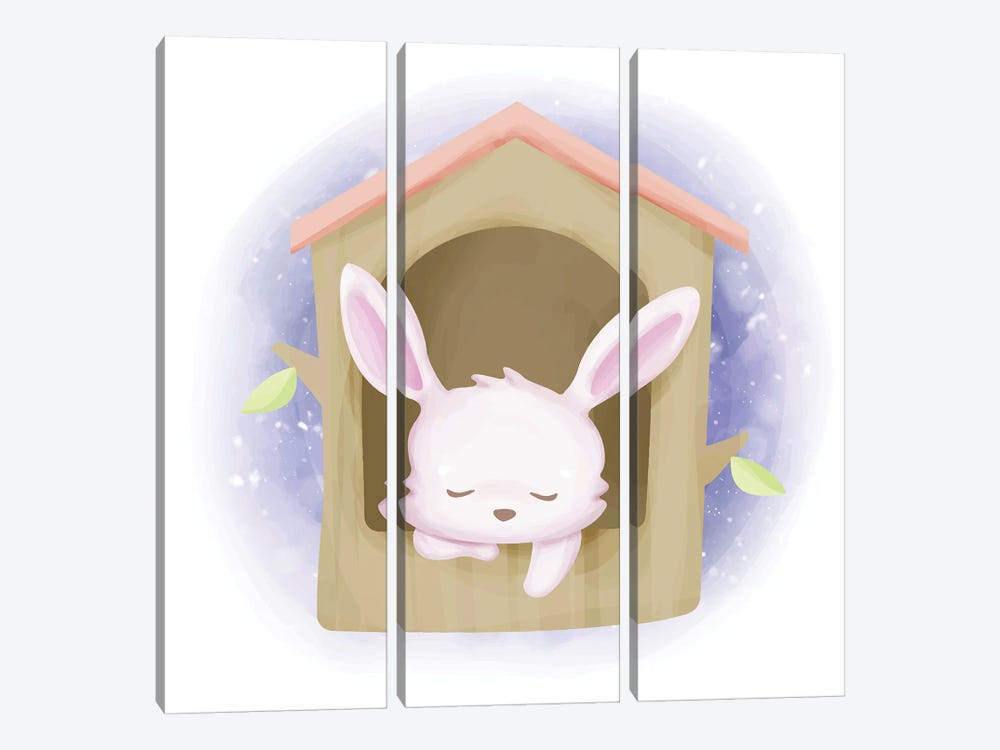 Baby Rabbit In A Tree by Art Mirano 3-piece Canvas Wall Art