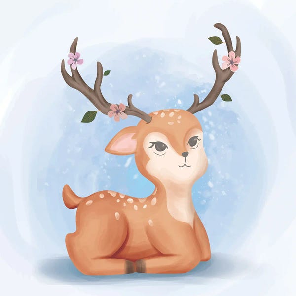 Art Mirano: Adorable Deer Look Up by Art Mirano