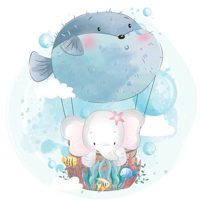 Little Elephant Flying by Art Mirano canvas print