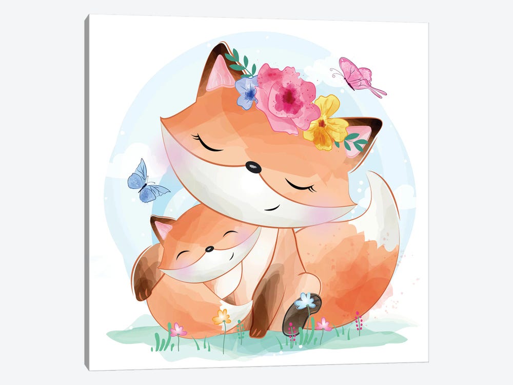 Little Foxy With Flower by Art Mirano 1-piece Canvas Artwork